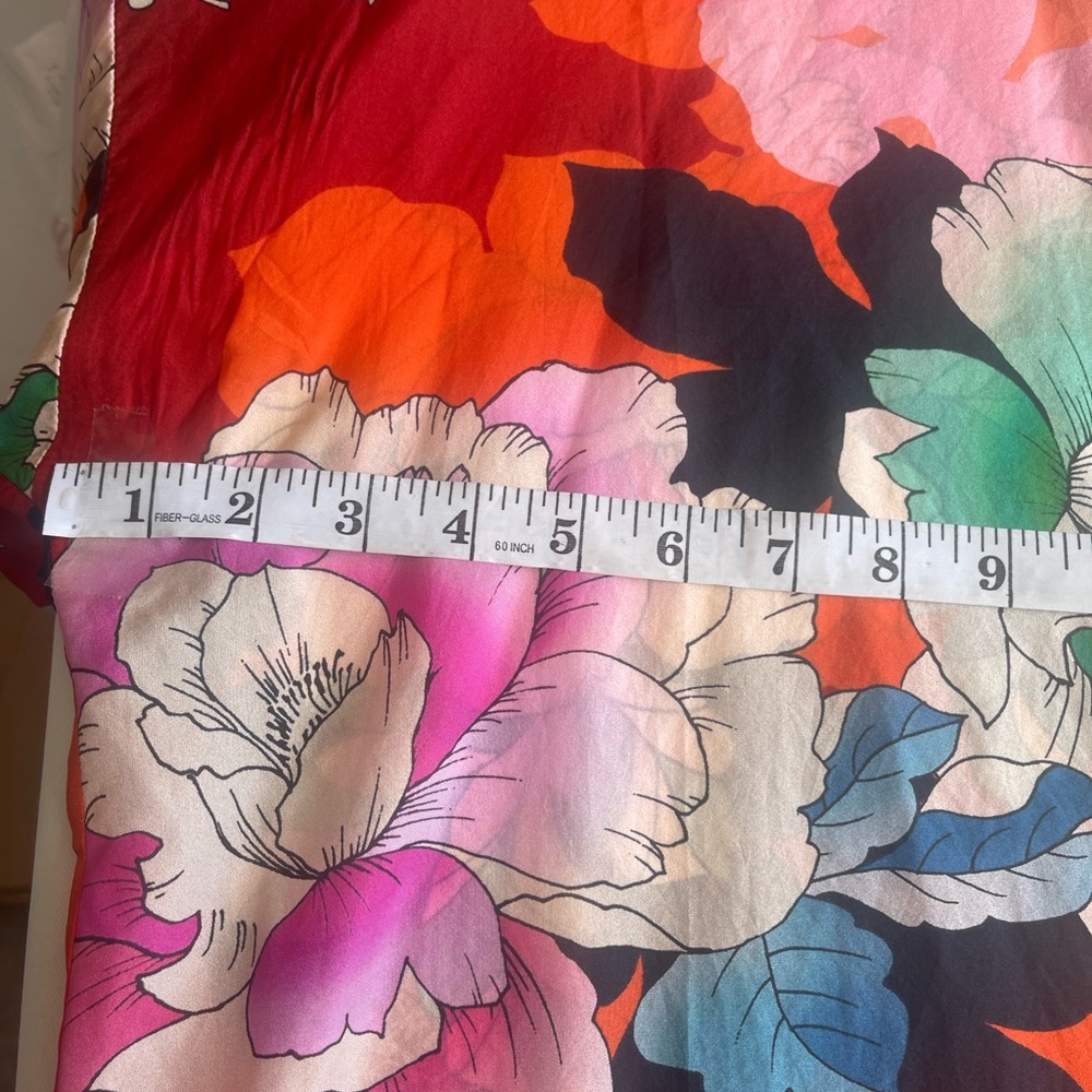 Johnny Was Floral Silk Button-Up Blouse in Red, Orange, Green, Pink - Picture 9 of 10